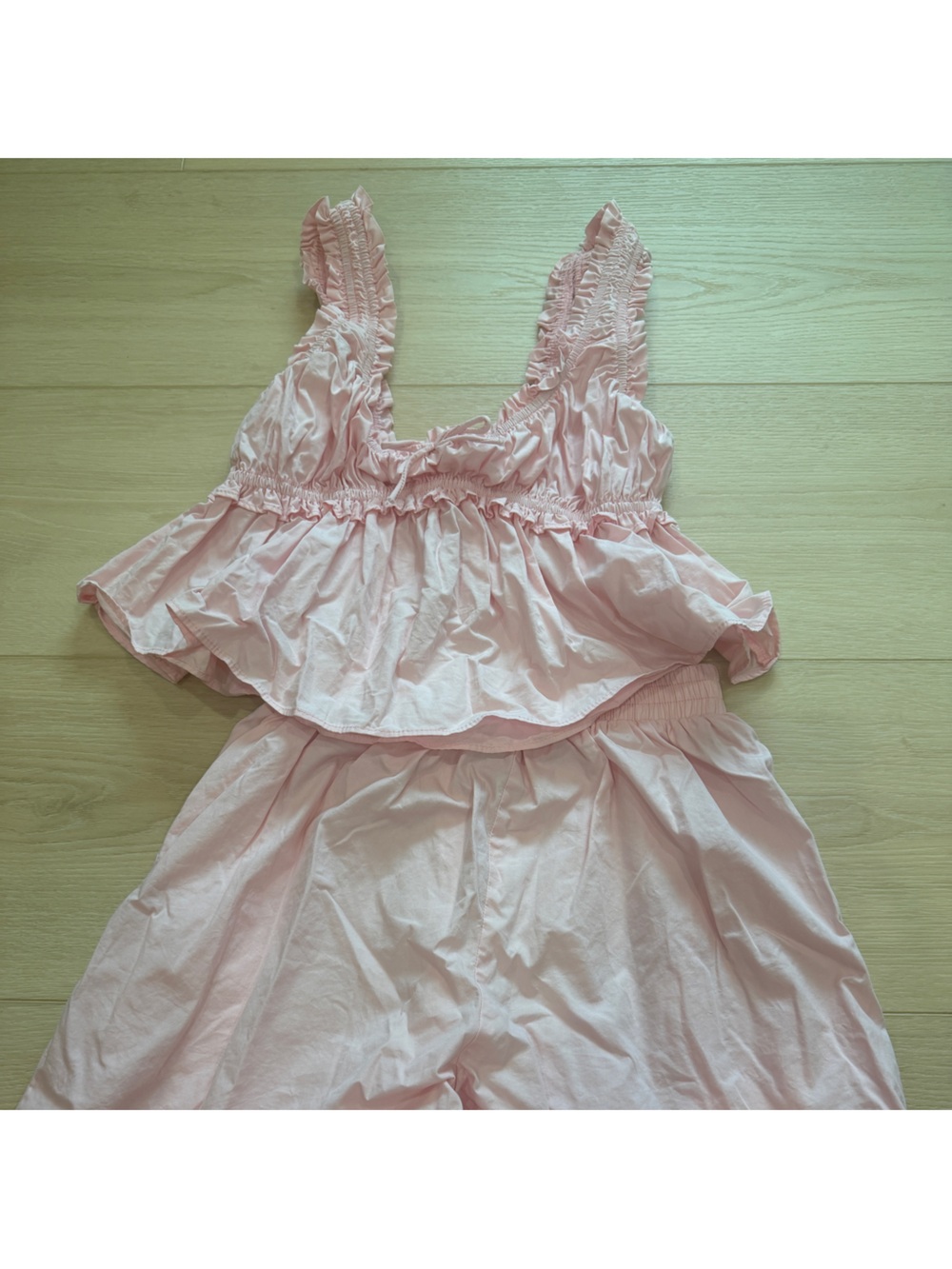 Petal & Pup Matching Set Light Pink Ruffle Off-Shoulder Top and Bottom XS